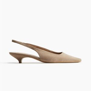 NWT, H&M Tan Suede Look , Pointed Toe Kitten Heel Slingbacks, Size 9